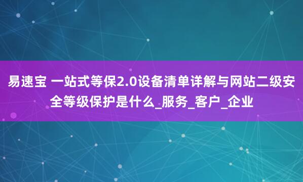 易速宝 一站式等保2.0设备清单详解与网站二级安全等级保护是什么_服务_客户_企业