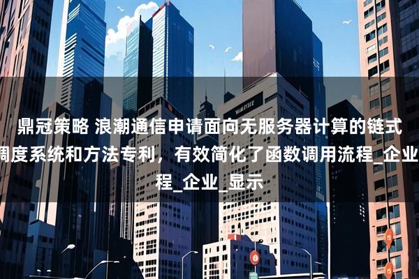 鼎冠策略 浪潮通信申请面向无服务器计算的链式函数调度系统和方法专利，有效简化了函数调用流程_企业_显示